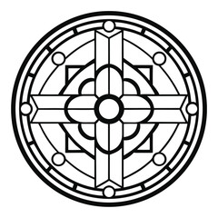 Poster - Geometric Floral Ornament: Detailed Circular Mandala-Style Design with Intricate Patterns, Black and White Illustration for Coloring or Creative Projects.