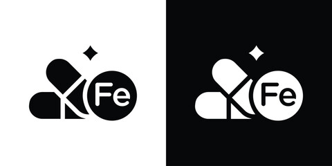 Mineral Fe icon collection. line stroke icon. EPS 10