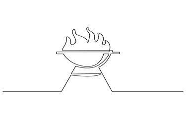 Poster - Set of continuous one line BBQ grill elements. Vintage BBQ grill elements isolated on a white background. Vector illustration, Bbq grill simple outline vector design. meat veal, pork, beef, veal steak