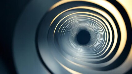 Aufkleber - Hypnotic Metallic Tunnel: A captivating abstract tunnel formed by concentric metallic rings draws the viewer into an optical illusion of infinite depth. A study of light and shadow.