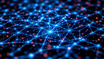 Poster - Abstract digital network with glowing nodes and connections, conveying technology and innovation