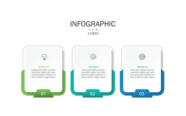 Poster - Design template for vector infographic labels with icons and 3 options or steps. Suitable for process diagrams, presentations, workflow layouts, banners, flow charts, and infographics.