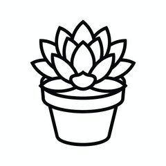 Poster - Line art succulent plant in pot