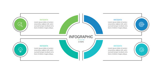 Poster - Vector infographic label design with circle infographic template design and 4 options or steps.