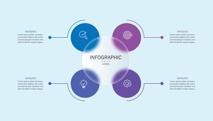 Poster - Vector infographic label design with circle infographic template design and 4 options or steps.