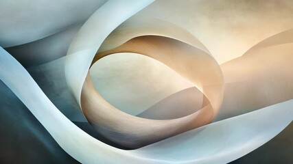 Aufkleber - Abstract Wavy Ring: A serene composition of flowing, ethereal lines and curves, forming a graceful ring amidst a soft gradient of colors, evoking a sense of calm and movement.