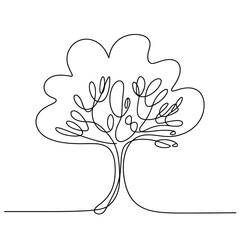 Poster - Single line drawing of a simple tree