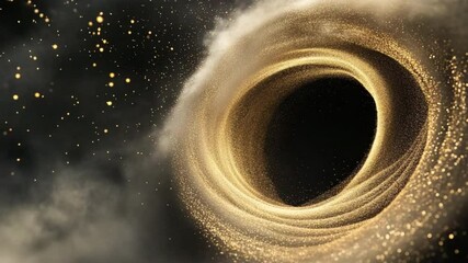 Poster - Black Hole Spectacle: A captivating image of a black hole, showcasing its gravitational pull with radiant light and swirling dust against a backdrop of the cosmos.