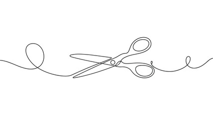 Poster - Continuous line drawing of scissors