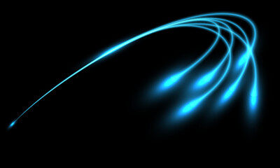 Poster - Abstract blue light fiber line network internet on black technology background vector