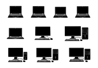 Poster - Vector various computer silhouettes isolated on white background