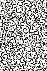 Leinwandbilder - Minimilist chaotic arrangement of black arabic calligraphy on a white background creating a dense visual pattern vector