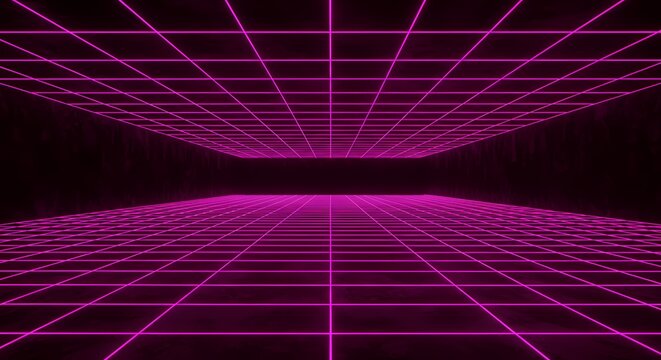 Retro Futuristic Grid 80s Synthwave Inspired Digital Art
