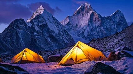 Wall Mural - tents in snow