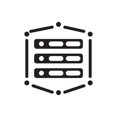 Poster - Data server network connection icon. Clean icon of linked servers representing secure data flow and tech infrastructure.