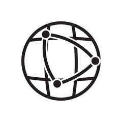 Poster - Global connection network icon. Abstract globe with linked points representing internet, communication, or IoT.