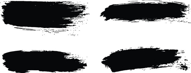 Poster -  Vector collection of grunge black brush strokes of various lengths and textures isolated on white background.
