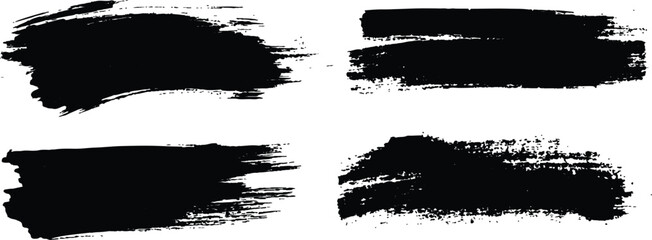 Poster -  Vector collection of grunge black brush strokes of various lengths and textures isolated on white background.