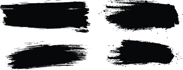 Poster -  Vector collection of grunge black brush strokes of various lengths and textures isolated on white background.