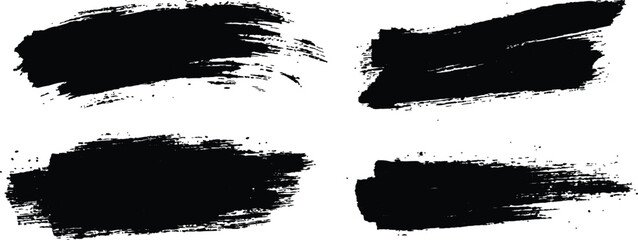Poster -  Vector collection of grunge black brush strokes of various lengths and textures isolated on white background.