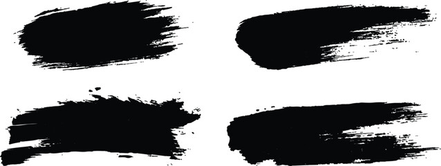 Poster -  Vector collection of grunge black brush strokes of various lengths and textures isolated on white background.
