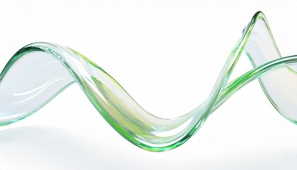 Wall Mural - abstract green glass wave curve on white background with fluid transparency and light reflections fo
