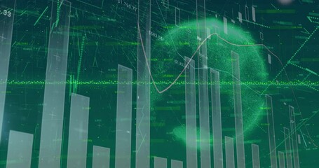 Poster - Upon data update, bar columns rising, falling while candlesticks appearing showing financial trends