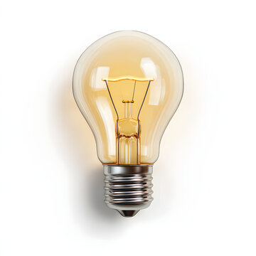 Light Bulb Idea Icon Concept - 3D Rendering Top View on White Background 
