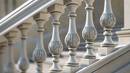 Poster - A close-up shot of a railing on a building, great for use in real estate or architecture photography