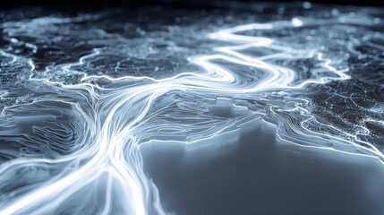 Aufkleber - Abstract glowing river topographic view