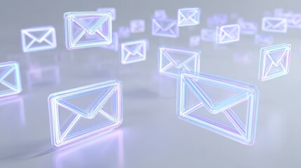 Aufkleber - Floating holographic envelope icons view