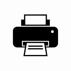 Aufkleber - This high-quality vector graphic features a solid black minimalist printer icon with a rectangular body, rounded corners, paper input tray, and text lines, all with fine details.