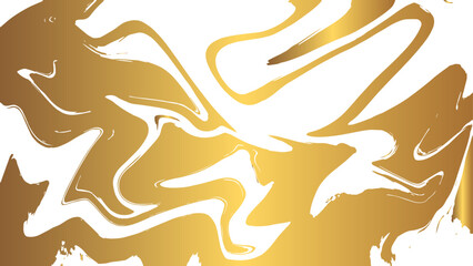 Poster -  Abstract fluid marble texture with swirling patterns with golden yellow and white. Glossy, reflective finish that mimics a molten, liquid metal effect. Gradients and wavy distortions create a dynamic