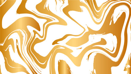Poster -  Abstract fluid marble texture with swirling patterns with golden yellow and white. Glossy, reflective finish that mimics a molten, liquid metal effect. Gradients and wavy distortions create a dynamic