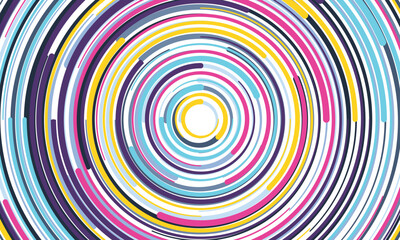 Aufkleber - White abstract background with colorful circle lines vortex. technology hi-tech futuristic template. Vector illustration.