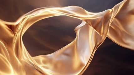 Poster - Golden Fluid Elegance: A mesmerizing display of flowing, shimmering gold fabric, gracefully captured in a state of elegant motion, evocative of luxury and opulence.