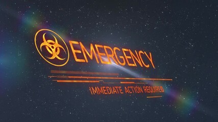 Poster - Data bar sweeping causing biohazard symbol fading revealing emergency text pulsing to demand action