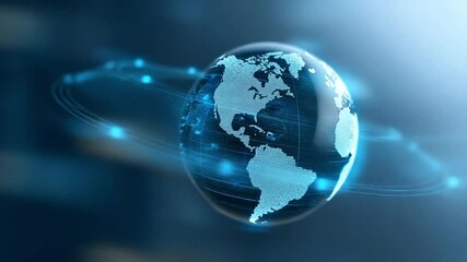 Poster - Global Connectivity: A digital globe, showcasing interconnected data streams and representing global communication and networking capabilities