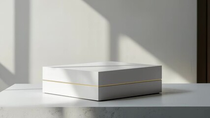 Poster - minimalist box: a sleek, rectangular box rests elegantly, bathed in natural light. the play of shado