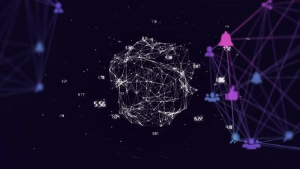 Poster - Detecting metrics, cluster growing into mesh sphere as data orbiting and icons forming network