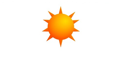Wall Mural - Realistic orange sun icon, isolated on white background, vector illustration for weather app design,  positive,  vivid