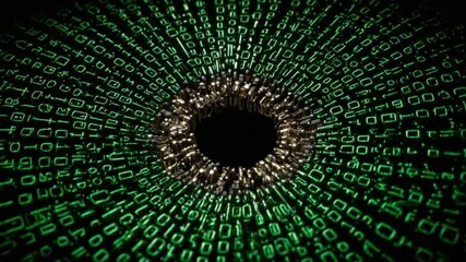 Fototapete - Binary Code Vortex with Metallic Center