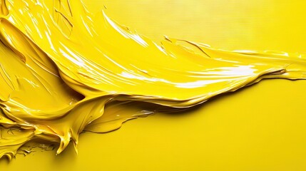 Poster -   Yellow paint on a yellow background, zoomed in with ample yellow paint at the base of the photo