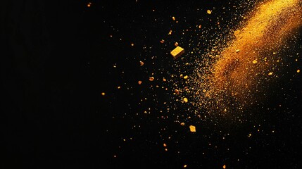 Poster -   A black background with yellow and orange speckles
