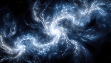 Wall Mural -  ethereal blue nebula swirl with radiant light core in deep space, perfect for halloween-themed digital design, sci-fi branding, or fantasy print artwork