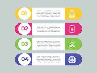 Aufkleber - KWL Chart infographic 4 point with round box and circle badge on center with horizontal direction for slide presentation