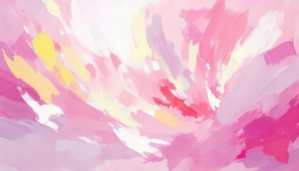 Wall Mural -  abstract pastel pink and yellow brushstroke painting with soft textures and radiant light for feminine branding, poster design, or modern web background