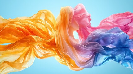 Poster -   A close-up of a woman's face with a multicolored scarf against a blue backdrop