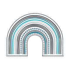 Poster - Stylized Rainbow with Blue and Gray Arcs on Black Background