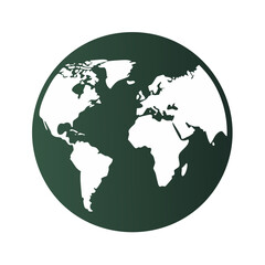Poster - Stylized world globe icon depicting continents in white against a dark green circle background.